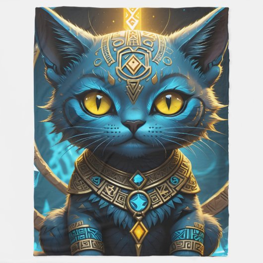 Rune Blue Cat Fleece Deken (Voorkant)