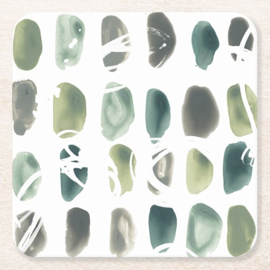 Rune Stone - Green Vierkante Kartonnen Onderzetter (Voorkant)