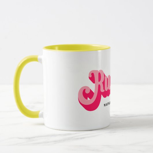 Runher Running Pink Bold Retro Font Motivational Mok (Links)