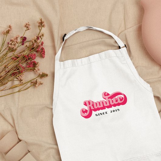 Runher Running Pink Bold Retro Font Motivational Standaard Schort