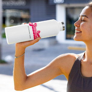 Runher Running Pink Bold Retro Font Motivational Waterfles