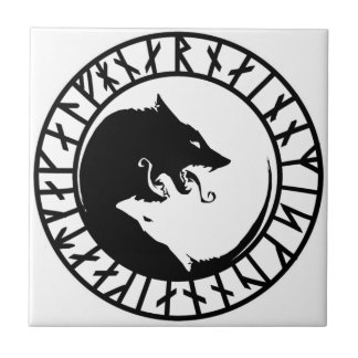 Runic Dire Wolf viking norse nordic runes Tegeltje