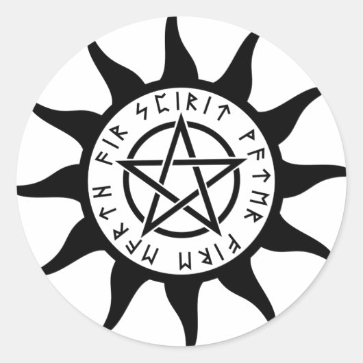 Runic Pentacle Sun Round Sticker (Voorkant)
