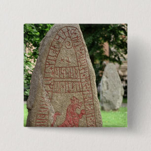 Runic stone vierkante button 5,1 cm
