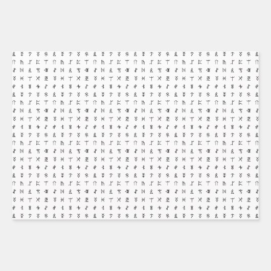 Runic Symbool Wit, Zwart & Rood Wrapping Sheet Set Inpakpapier Vel (Voorkant)