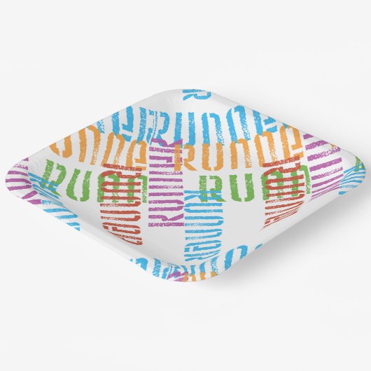 Runner Abstract Kleurrijk Papieren Bordje (Gebogen)