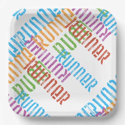 Runner Abstract Kleurrijk Papieren Bordje (Voorkant)
