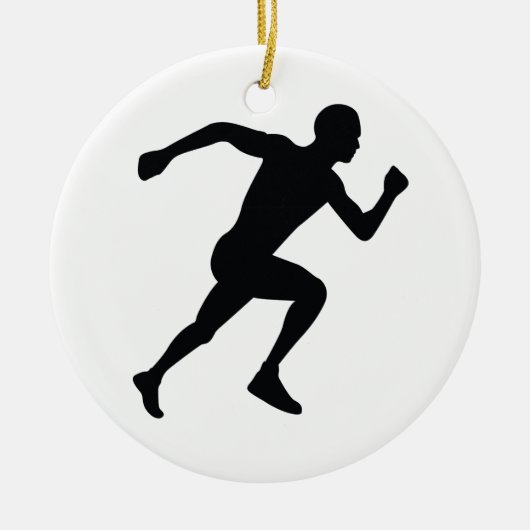 Runner Black Silhouette Shadow Keramisch Ornament (Voorkant)