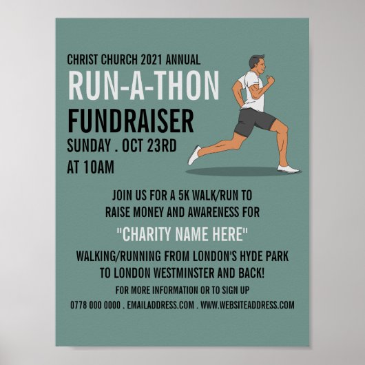 Runner, Charity run-Walk-a-Thon Event Adverteren Poster (Voorkant)