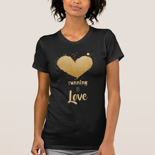 *~* Runner Heart Runner Waterverf Gold T-shirt (Voorkant)