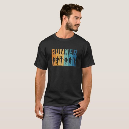 Runner Retro Style Running Sports Enthusia T-shirt (Voorkant volledig)