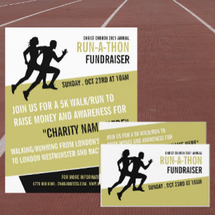 Runner Silhouette, Charity run-Walk-a-Thon Event Visitekaartje