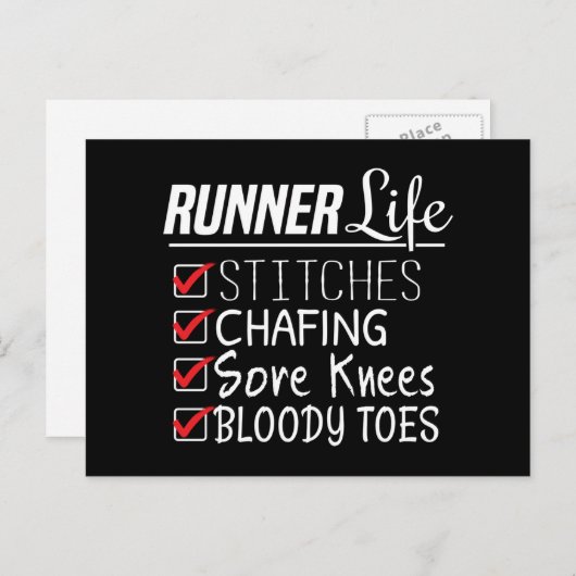 Runner's Life Funny Marathon Running Checklist Briefkaart (Voorkant / Achterkant)