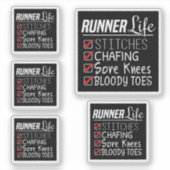 Runner's Life Funny Marathon Running Checklist Sticker (Voorkant)