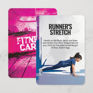 Runner's Stretch Fitness Kaart met Roze Achtergron