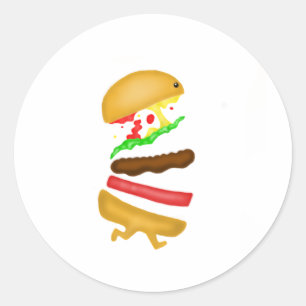 Runnin burger ronde sticker