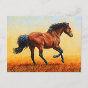 Running Bay Paard Wild Mustang Briefkaart