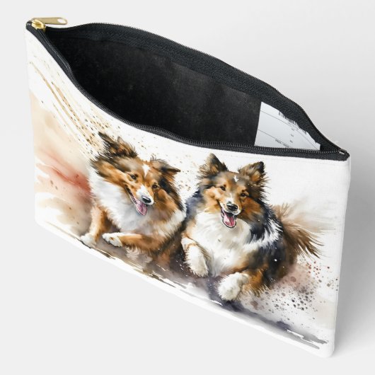 Running Collie Dogs Etui (Open)