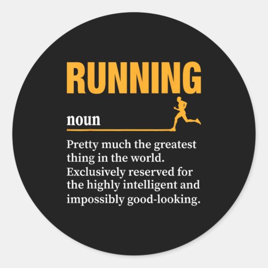 Running Definition Humor Marathon Funny Athlete Ru Ronde Sticker (Voorkant)