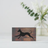 Running Dog Logo | Houten Achtergrond Visitekaartj Visitekaartje (Staand voorkant)