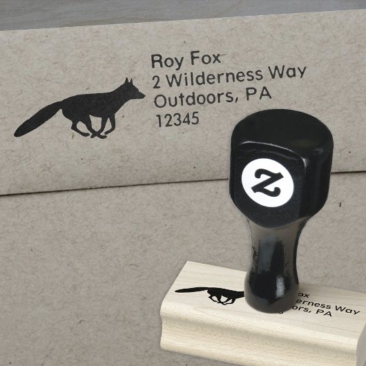 Running Fox Silhouette Wildlife Retouradres Rubberstempel