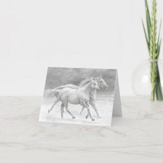 Running Free Horses Blank Note Kaart