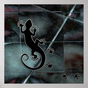 Running Gecko   mozaïekrooster Poster