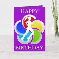 Running Girl Happy Birthday Wenskaart