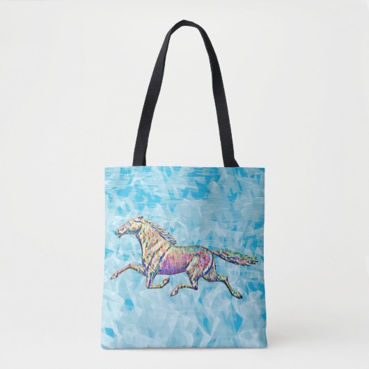 Running Horse Art Kleurrijke Canvas tas (Voorkant)