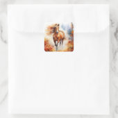 Running Horse in Autumn Vierkante Sticker (Tas)