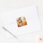 Running Horse in Autumn Vierkante Sticker (Envelop)