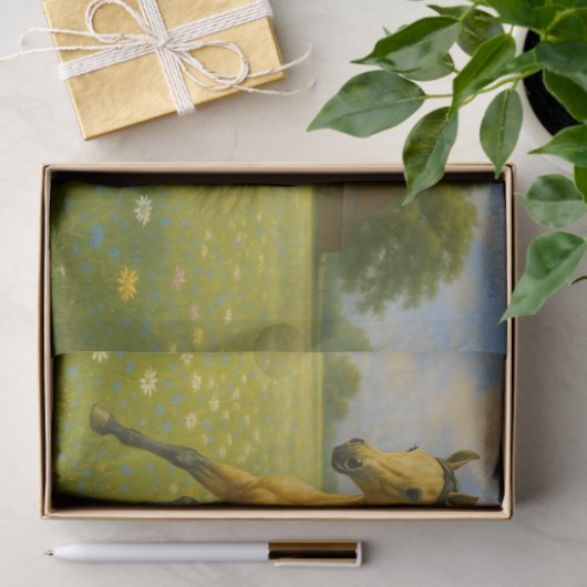 Running Horse in Barnyard Pasture Decoupage Paper Tissuepapier (Geschenk)
