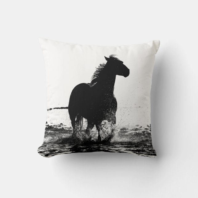 Running Horse Sjabloon Afbeelding toevoegen Logo F Kussen (Voorkant)