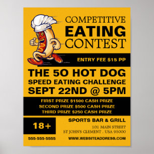 Running Hot Dog - een wedstrijd/snelheidswedstrijd Poster