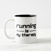 Running Is My Therapy Tweekleurige Koffiemok (Links)