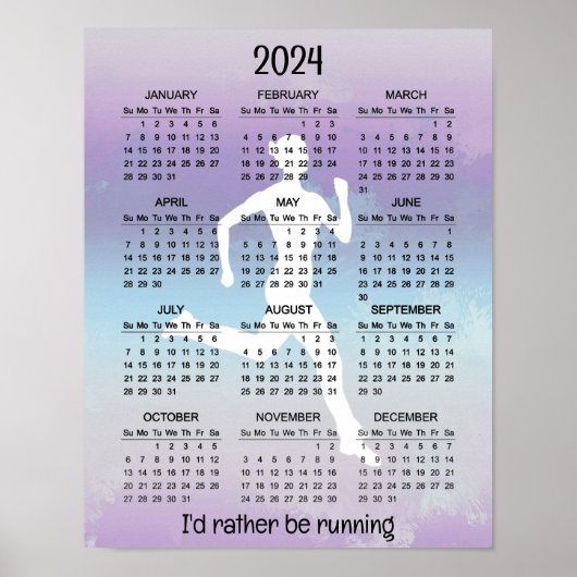 Running Jogging Design 2024 Kalender Poster (Voorkant)