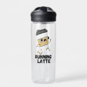 Running Latte Funny Coffee Pun Sticker Waterfles (Voorkant)
