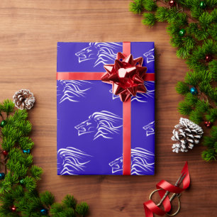 Running Lions Wrapping Papier Uw Kleuren - Blauw
