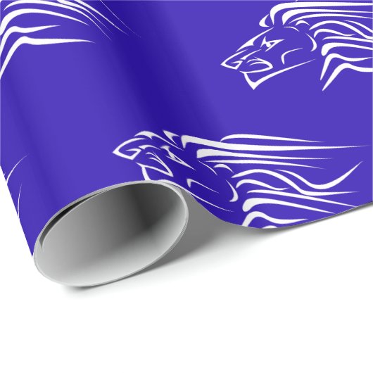 Running Lions Wrapping Papier Uw Kleuren - Blauw (Rol Hoek)