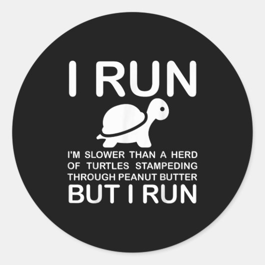 Running Motivation Turtle  Ronde Sticker (Voorkant)