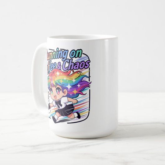 Running on Coffee & Chaos Koffiemok (Voorkant links)