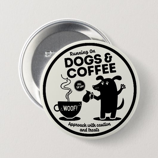 Running on Dogs and Coffee Ronde Button 7,6 Cm (Voorkant /achterkant)