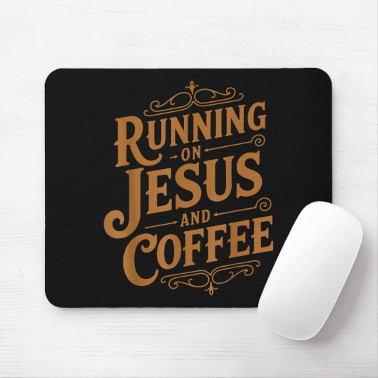 Running On Jesus And Coffee Funny Faith And Caffei Muismat (Met muis)