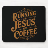 Running On Jesus And Coffee Funny Faith And Caffei Muismat (Voorkant)