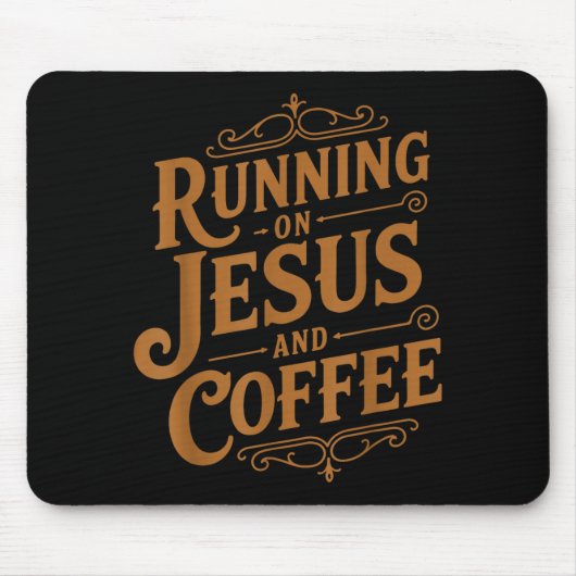 Running On Jesus And Coffee Funny Faith And Caffei Muismat (Voorkant)