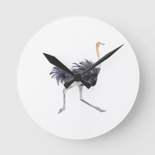 Running Ostrich Clock Ronde Klok