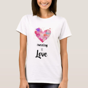 ** Running Paarse Roze Hart Runner Waterverf T-shirt