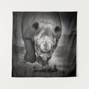 Running Rhinoceros: portret van wilde dieren. Wandkleed