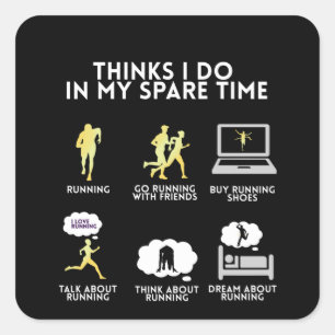 Running Run Runner Marathon grappig cadeau idee Vierkante Sticker