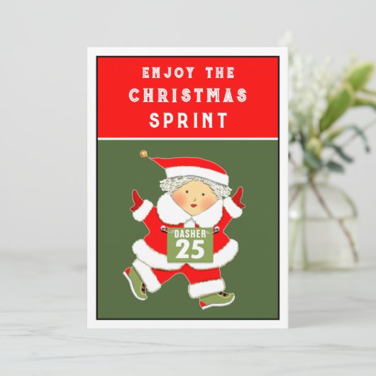 Running Runner Kerst Kaarten (Staand voorkant)